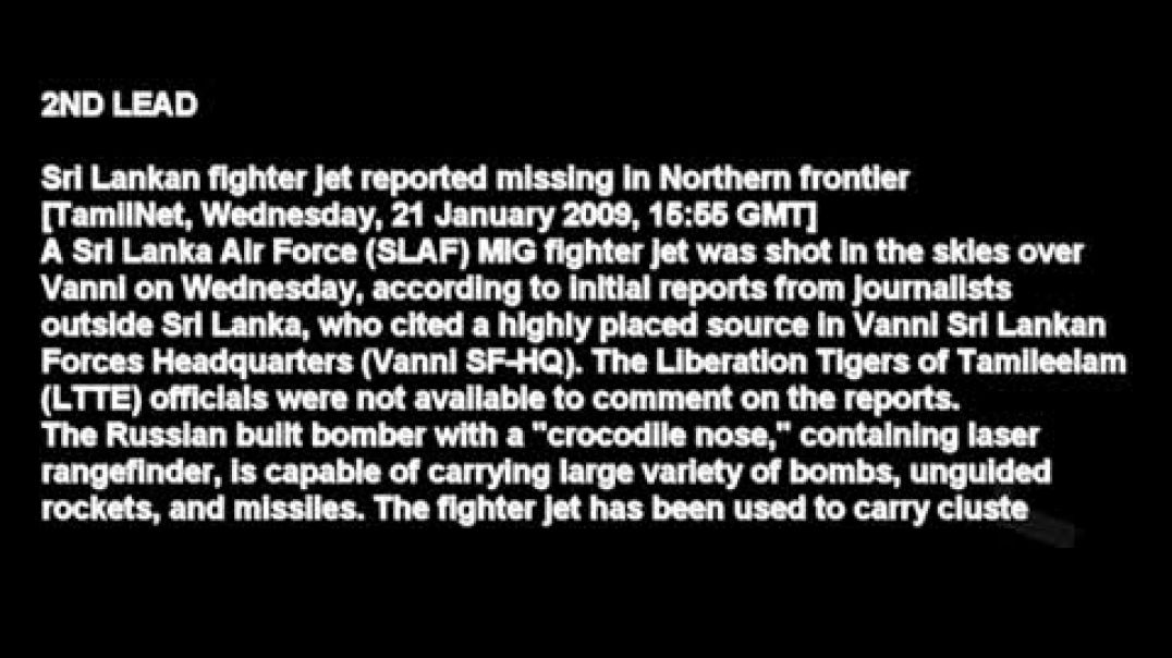 Jan 21, 2009 SLAF fighter jet went missing in northern frontier | சண்டைதாரி தாரையைக் காணவில்லை